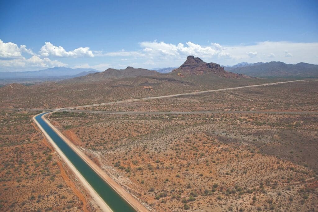 A photo of the Central Arizona Project, a 336-mile system that supplies water from the Colorado River to the most populated regions in Arizona.