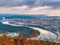 Chattanooga, Tennessee, USA view from Lookout Mountain at twilight.